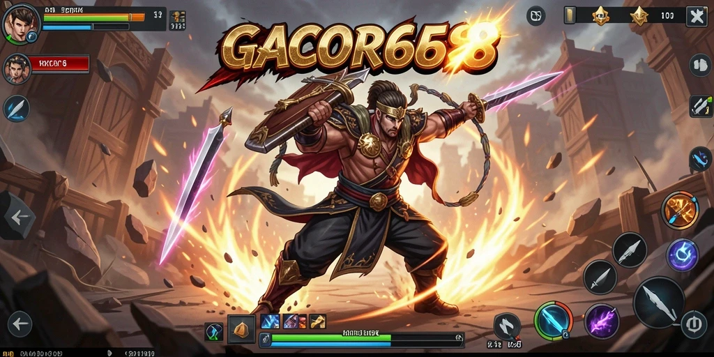 Screenshot gameplay GACOR668 yang menampilkan pertarungan seru di arena.