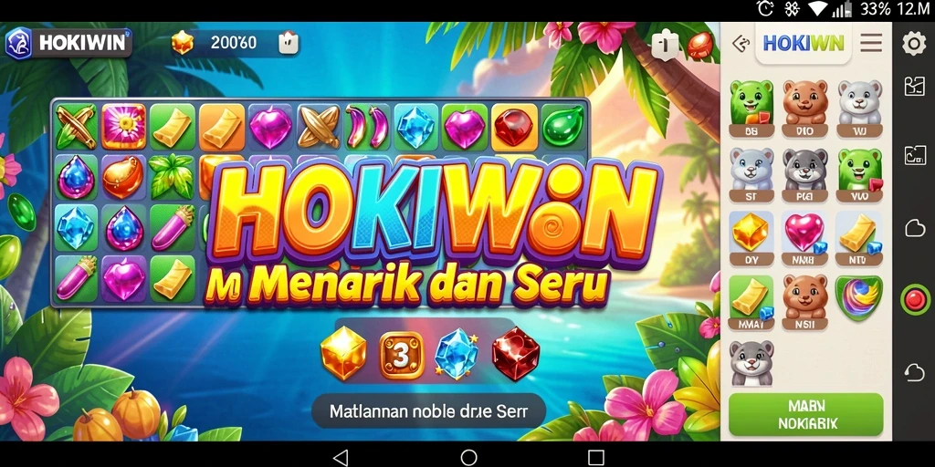 Screenshot HOKIWIN menampilkan gameplay Match-3 yang menantang dan menyenangkan.