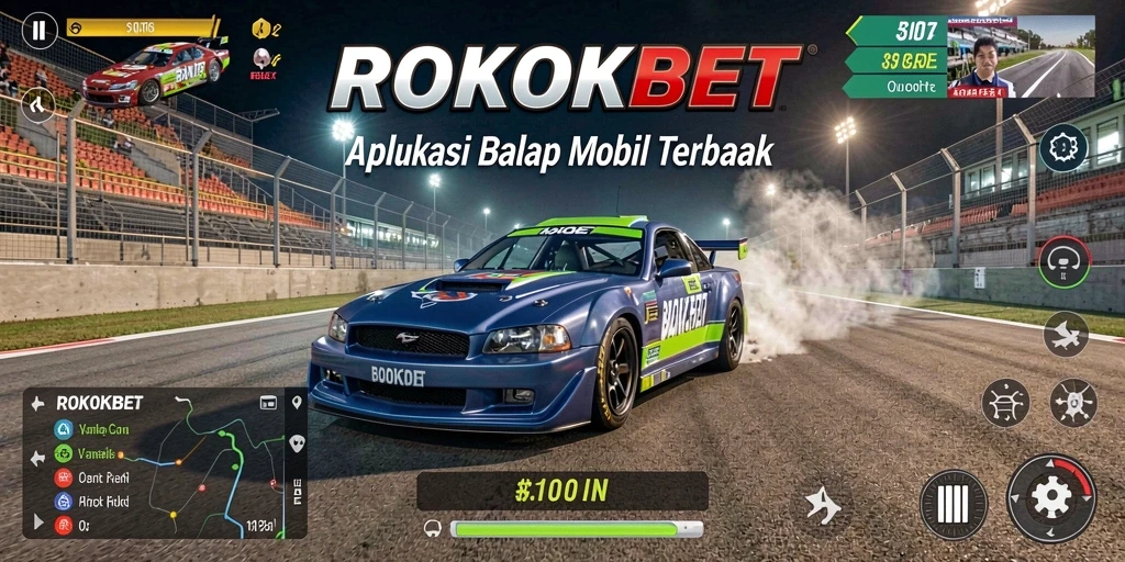 Tangkapan layar ROKOKBET menampilkan aksi balap yang mendebarkan.