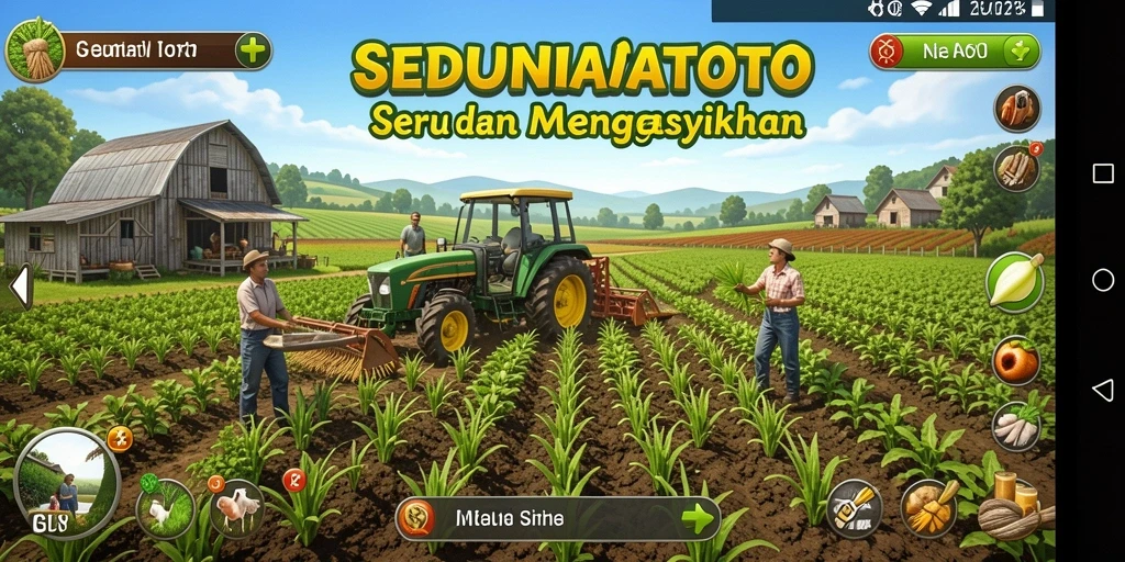 Screenshot gameplay <strong>SEDUNIATOTO</strong> menampilkan aktivitas bertani yang menyenangkan.