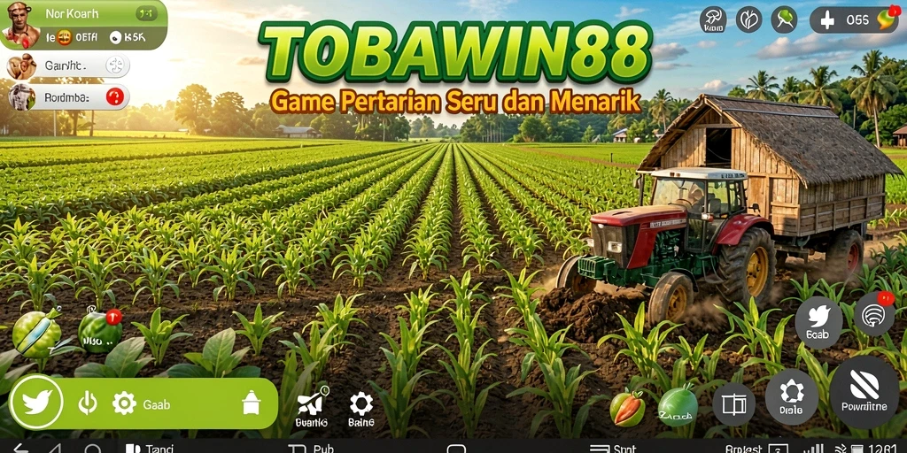 Tampilan gameplay TOBAWIN88 yang menampilkan aktivitas bertani yang menyenangkan.